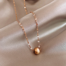 Load image into Gallery viewer, Minimalist One Bead Necklace Rose Gold Tone simple necklace, dainty
