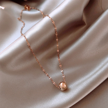Load image into Gallery viewer, Minimalist One Bead Necklace Rose Gold Tone simple necklace, dainty