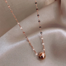 Load image into Gallery viewer, Minimalist One Bead Necklace Rose Gold Tone simple necklace, dainty