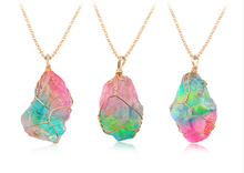 Load image into Gallery viewer, Gold tone Rainbow Quartz Wire wrapped Crystal Necklace