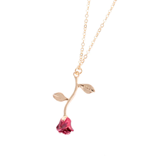 Load image into Gallery viewer, Rose Necklace, Flower Charm, Pendant Dainty Gold Plated