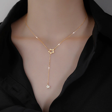 Load image into Gallery viewer, Stainless Steel star minimalist Necklace  Rhinestone Pendant Necklace
