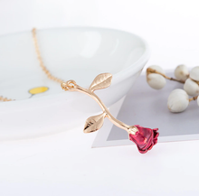 Load image into Gallery viewer, Rose Necklace, Flower Charm, Pendant Dainty Gold Plated