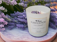 Load image into Gallery viewer, LB Diamond, Natural Soy Wax Scented Sage Lavender, Amethyst Crystal Candle For Cleansing, Clarity, Revitalizing
