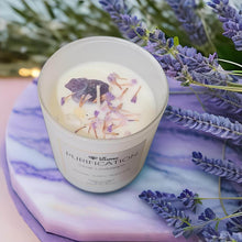 Load image into Gallery viewer, LB Diamond, Natural Soy Wax Scented Sage Lavender, Amethyst Crystal Candle For Cleansing, Clarity, Revitalizing
