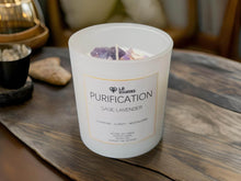 Load image into Gallery viewer, LB Diamond, Natural Soy Wax Scented Sage Lavender, Amethyst Crystal Candle For Cleansing, Clarity, Revitalizing
