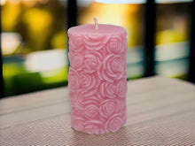 Load image into Gallery viewer, Rose Candle Pillar, Mother&#39;s day Gift 100% natural soy wax candle
