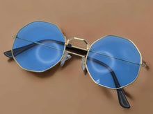 Load image into Gallery viewer, Blue Popular Fashion Medium hexagonal Unisex Luxury Sunglasses
