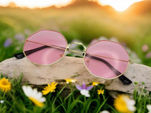 Load image into Gallery viewer, Pink Popular Fashion Medium hexagonal Unisex Luxury Sunglasses
