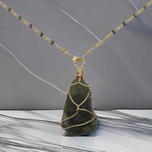 Load image into Gallery viewer, 100 % Raw Crystal Moldavite Pendant Necklace Wire Wrapped
