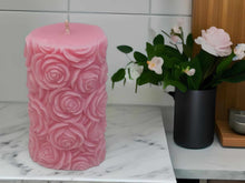 Load image into Gallery viewer, Rose Candle Pillar, Mother&#39;s day Gift 100% natural soy wax candle

