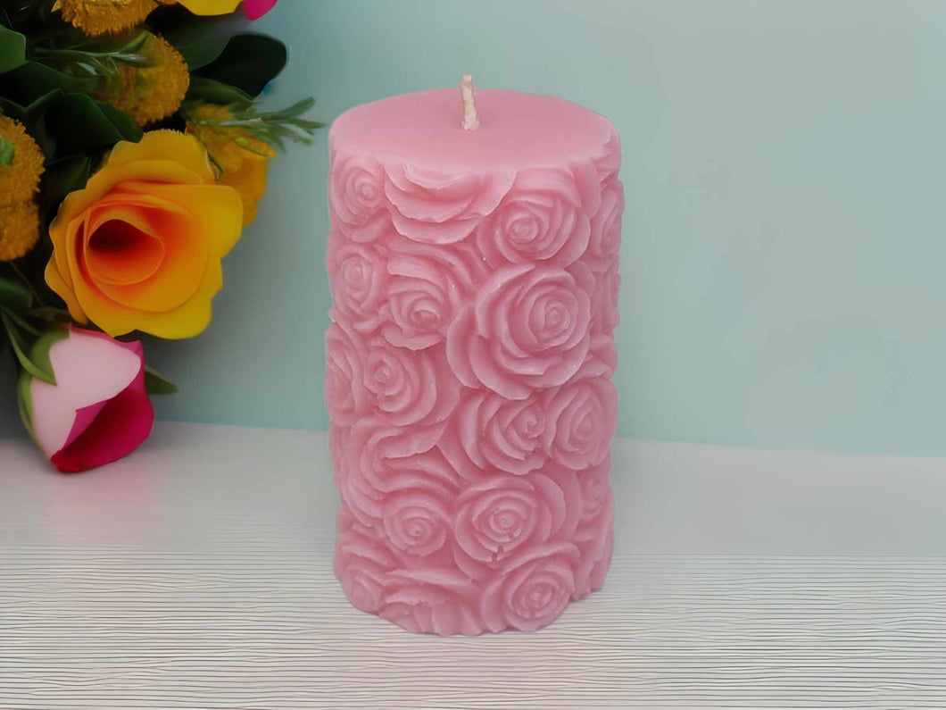 Rose Candle Pillar, Mother's day Gift 100% natural soy wax candle