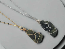 Load image into Gallery viewer, 100 % Raw Crystal Moldavite Pendant Necklace Wire Wrapped
