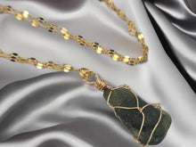 Load image into Gallery viewer, 100 % Raw Crystal Moldavite Pendant Necklace Wire Wrapped
