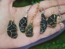 Load image into Gallery viewer, 100 % Raw Crystal Moldavite Pendant Necklace Wire Wrapped
