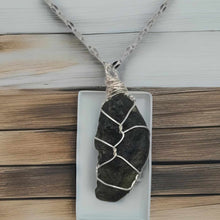 Load image into Gallery viewer, 100 % Raw Crystal Moldavite Pendant Necklace Wire Wrapped
