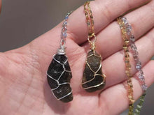 Load image into Gallery viewer, 100 % Raw Crystal Moldavite Pendant Necklace Wire Wrapped
