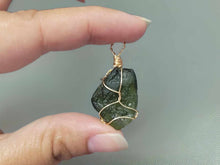 Load image into Gallery viewer, 100 % Raw Crystal Moldavite Pendant Necklace Wire Wrapped
