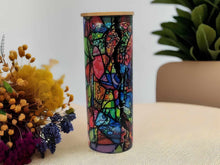 Load image into Gallery viewer, Stained Stich Can Glass | Boho Colorful Coffee Glass | Stitch Stained Glass
