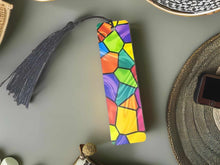 Load image into Gallery viewer, BOOKMARK: Stained Glass Colorful Crystal with Black Tassel ,
