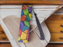 Load image into Gallery viewer, BOOKMARK: Stained Glass Colorful Crystal with Black Tassel ,
