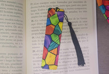 Load image into Gallery viewer, BOOKMARK: Stained Glass Colorful Crystal with Black Tassel ,
