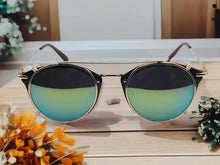 Load image into Gallery viewer, Green Black Steampunk Goggles Glasses Round Sunglasses Emo Retro Vintage
