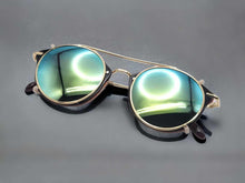 Load image into Gallery viewer, Green Black Steampunk Goggles Glasses Round Sunglasses Emo Retro Vintage
