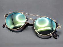 Load image into Gallery viewer, Green Black Steampunk Goggles Glasses Round Sunglasses Emo Retro Vintage
