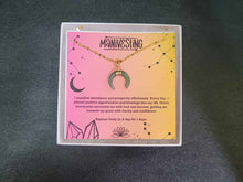 Load image into Gallery viewer, Green Aventurine Crescent Moon Necklace, Layering Statement Necklace Affirmation Necklace
