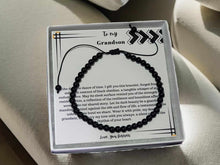 Load image into Gallery viewer, To My Grandson Love You Forever Generational Wisdom: Black Obsidian 4mm Beaded Bracelet
