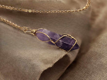 Load image into Gallery viewer, Elegant Gold Wire Wrapped Amethyst Point Necklace - Perfect Gift for Her
