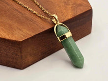 Load image into Gallery viewer, Elegant Gold Wire Wrapped Green Aventurine Point Necklace - 18 Inches
