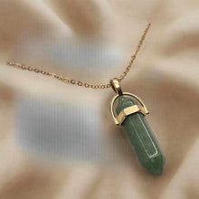 Load image into Gallery viewer, Elegant Gold Wire Wrapped Green Aventurine Point Necklace - 18 Inches
