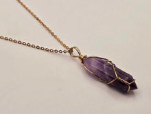 Load image into Gallery viewer, Elegant Gold Wire Wrapped Amethyst Point Necklace - Perfect Gift for Her
