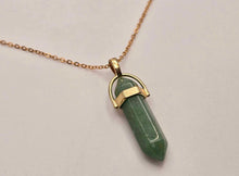 Load image into Gallery viewer, Elegant Gold Wire Wrapped Green Aventurine Point Necklace - 18 Inches
