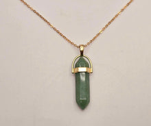 Load image into Gallery viewer, Elegant Gold Wire Wrapped Green Aventurine Point Necklace - 18 Inches
