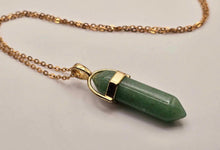 Load image into Gallery viewer, Elegant Gold Wire Wrapped Green Aventurine Point Necklace - 18 Inches
