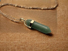 Load image into Gallery viewer, Elegant Gold Wire Wrapped Green Aventurine Point Necklace - 18 Inches
