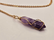 Load image into Gallery viewer, Elegant Gold Wire Wrapped Amethyst Point Necklace - Perfect Gift for Her
