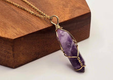 Load image into Gallery viewer, Elegant Gold Wire Wrapped Amethyst Point Necklace - Perfect Gift for Her
