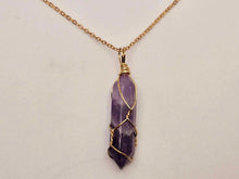 Load image into Gallery viewer, Elegant Gold Wire Wrapped Amethyst Point Necklace - Perfect Gift for Her
