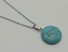 Load image into Gallery viewer, Elegant Turquoise Crystal Necklace - 18 Inches, Silver Tone Turquoise Necklace
