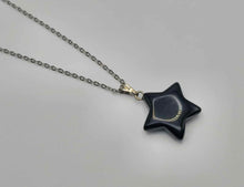 Load image into Gallery viewer, Elegant Black Obsidian Star Necklace For Every Occasion Silver Tone
