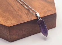 Load image into Gallery viewer, Amethyst Point crystal Necklace , Amethyst Silver pendant necklace
