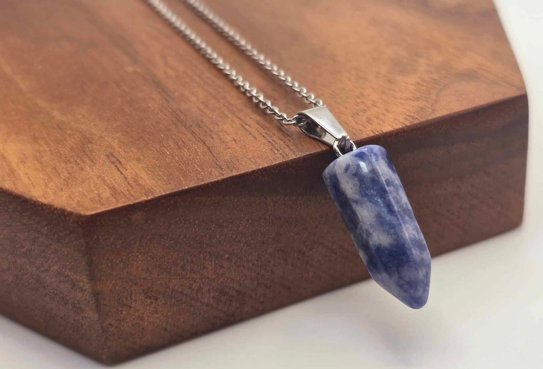 Blue Sodalite Point Necklace - Serenity in Silver Perfect gift for him