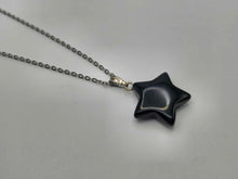 Load image into Gallery viewer, Elegant Black Obsidian Star Necklace For Every Occasion Silver Tone
