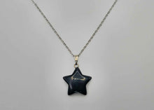 Load image into Gallery viewer, Elegant Black Obsidian Star Necklace For Every Occasion Silver Tone
