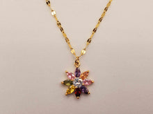 Load image into Gallery viewer, Dainty Charm: 18 Inch Gold Tone Necklace with Cute Colorful Flower Pendant
