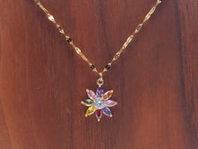 Load image into Gallery viewer, Dainty Charm: 18 Inch Gold Tone Necklace with Cute Colorful Flower Pendant
